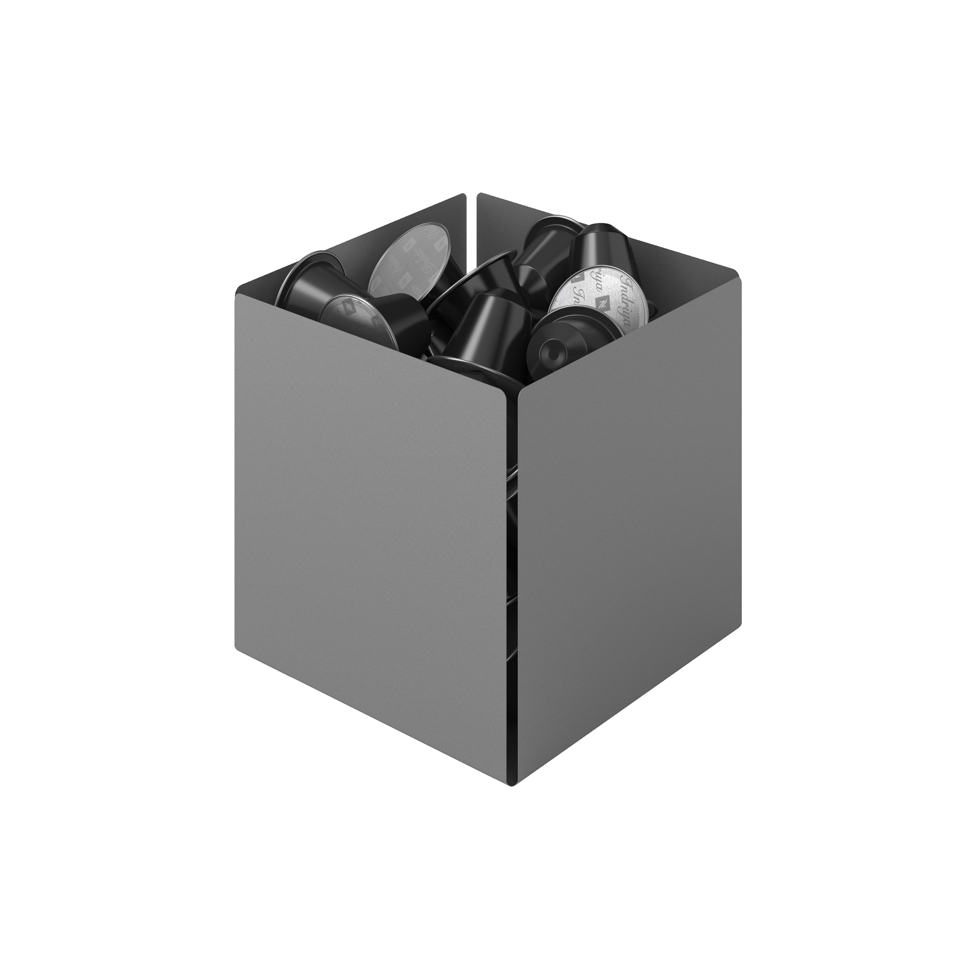 Θήκη Για Κάψουλες Του Καφέ Ανοξείδωτη Matt Concrete Grey 13x13x13εκ. Pam & Co 116-163 (Υλικό: Ανοξείδωτο, Χρώμα: Γκρι) - Pam & Co - 116-163