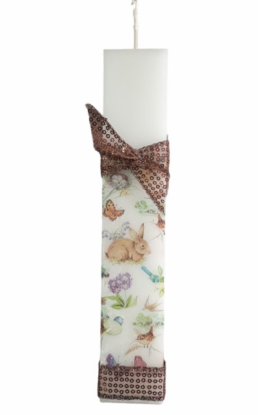 Λαμπάδα Χειροποίητη Πλακέ Λευκή Με Decoupage Πάσχα 2,7x1,2x25εκ. 24-764 - 24home.gr - 24-764