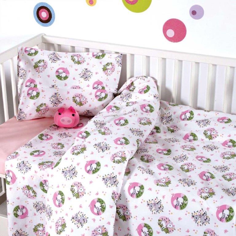 Σετ Σεντόνια Βαμβακερά Bebe 120x160εκ. Elvin Pink Sb home (Ύφασμα: Βαμβάκι 100%, Χρώμα: Ροζ) - SBaby - 5206864041523