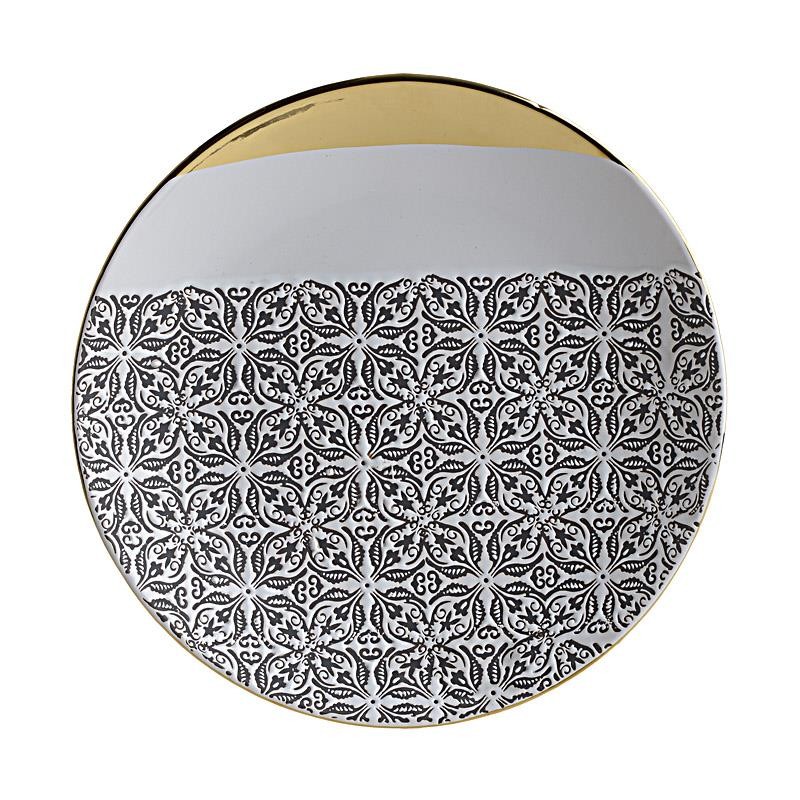 Πιατέλα Διακοσμητική Κεραμική inart 30x4εκ. 3-70-635-0008 (Υλικό: Κεραμικό, Χρώμα: Λευκό) - inart - 3-70-635-0008