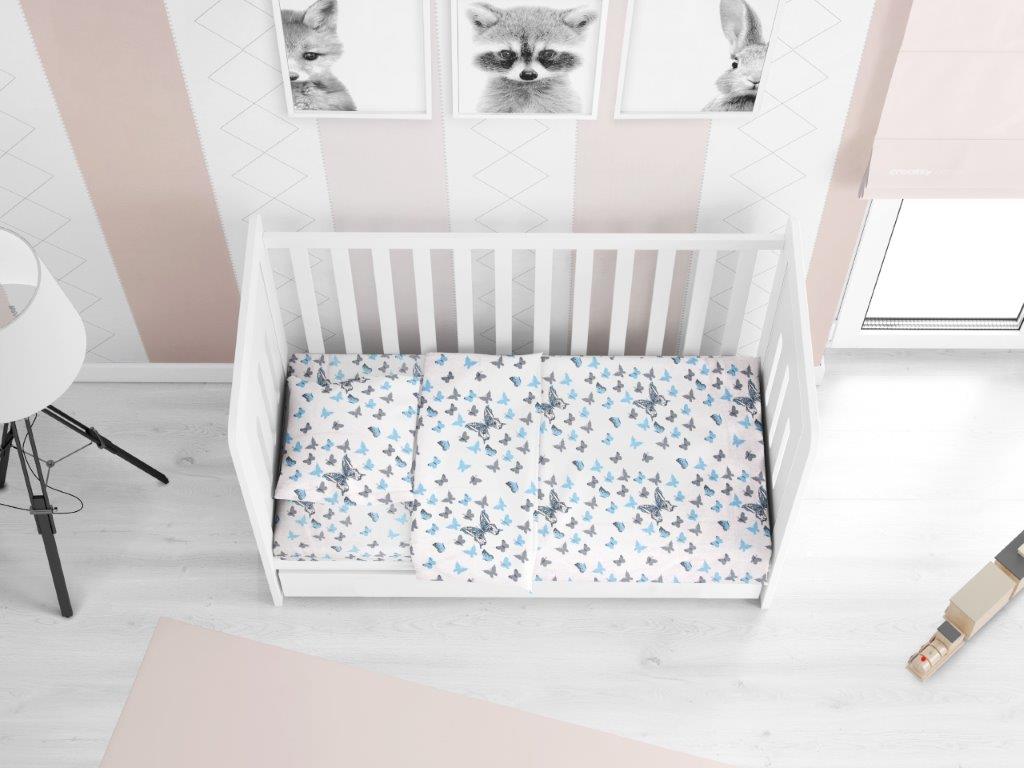 Σετ Σεντόνια Βαμβακερά Μπεμπέ 120x160εκ. Butterfly 56 Sky Blue Dimcol (Ύφασμα: 100% Βαμβάκι περκάλι, Χρώμα: Μπλε) - DimCol - 1914617607205682