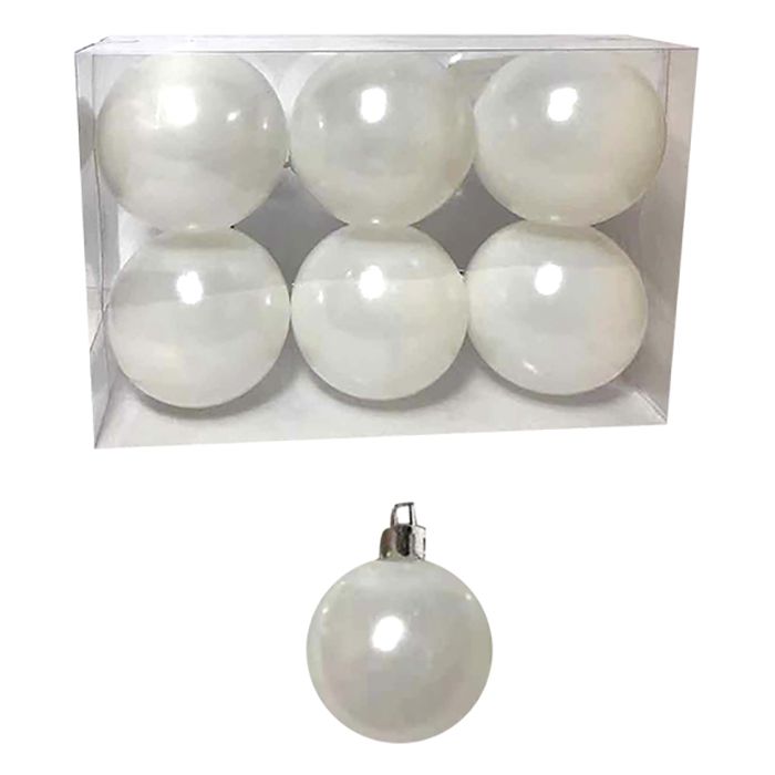 Σετ Μπάλες 6τμχ Περλέ Λευκές Δ8εκ. Xmas fest 93-2549 (Χ