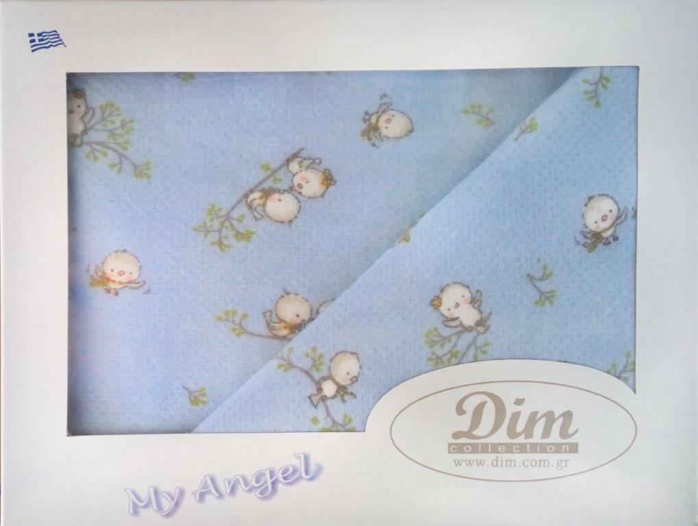 Σετ Σεντόνια Μπεμπέ 120x160εκ. Birds 14 Sky Blue Dimcol. (Ύφασμα: Φανέλα, Χρώμα: Μπλε) - DimCol - 1914657608601482