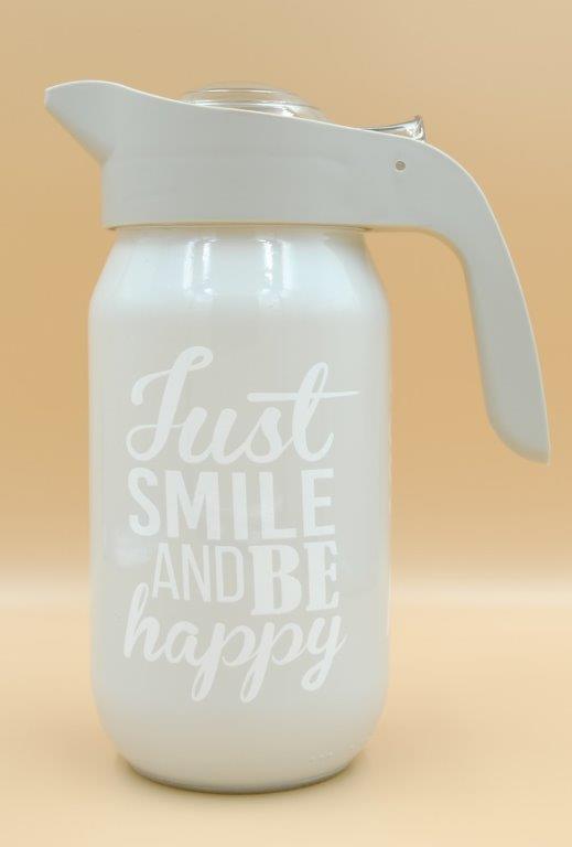 Κανάτα Γυάλινη 1000ml Just Smile Veltihome 21-11128 Grey (Υλικό: Γυαλί, Χρώμα: Λευκό) - VELTIHOME - 21-11128-grey