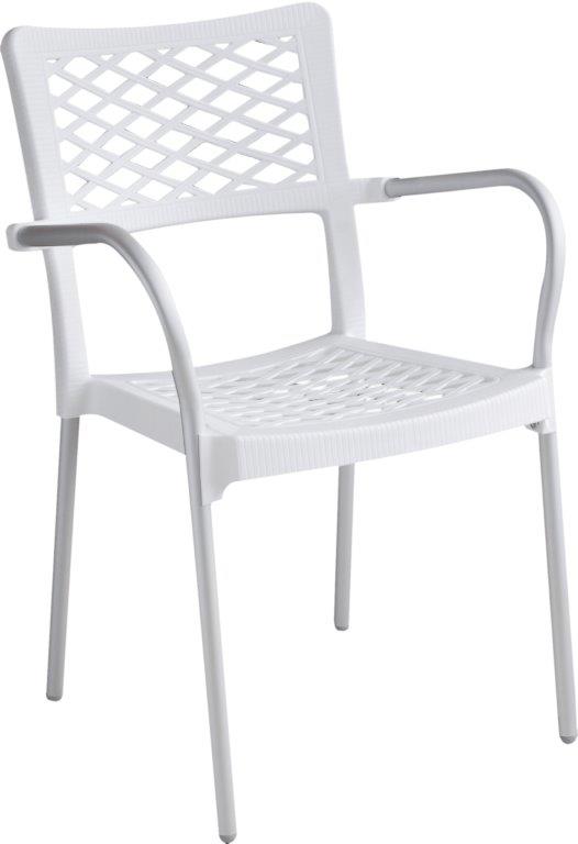 Καρέκλα Εξωτερικού Χώρου Αλουμινίου-Πλαστική 55x48x83εκ. SI040/W (Σετ 2 Τεμάχια) (Υλικό: Πλαστικό, Χρώμα: Λευκό) - J&M HOME - 4-ISI040/W