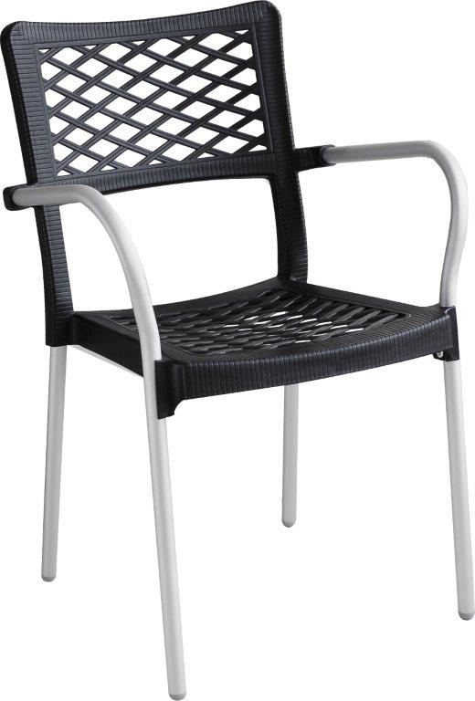 Καρέκλα Εξωτερικού Χώρου Αλουμινίου-Πλαστική 55x48x83εκ. ISI040/1G (Σετ 2 Τεμάχια) (Υλικό: Πλαστικό, Χρώμα: Γκρι) - J&M HOME - 4-ISI040/1G