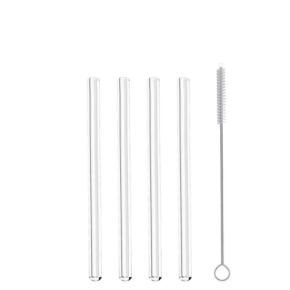 Σετ 4τμχ Καλαμάκια Γυάλινα Κοντά 15εκ. Με Βουρτσάκι Καθαρισμού Metaltex 253187 (Υλικό: Γυαλί) - METALTEX - 253187