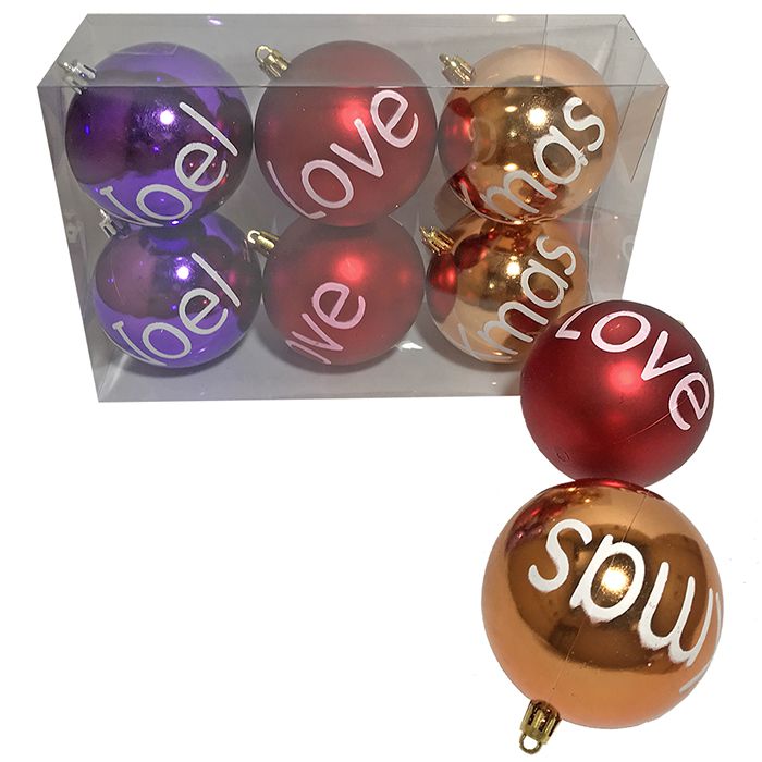 Σετ Μπάλες 6τμχ Με Ευχές Δ8εκ. Xmas fest 93-2759 - Xmas