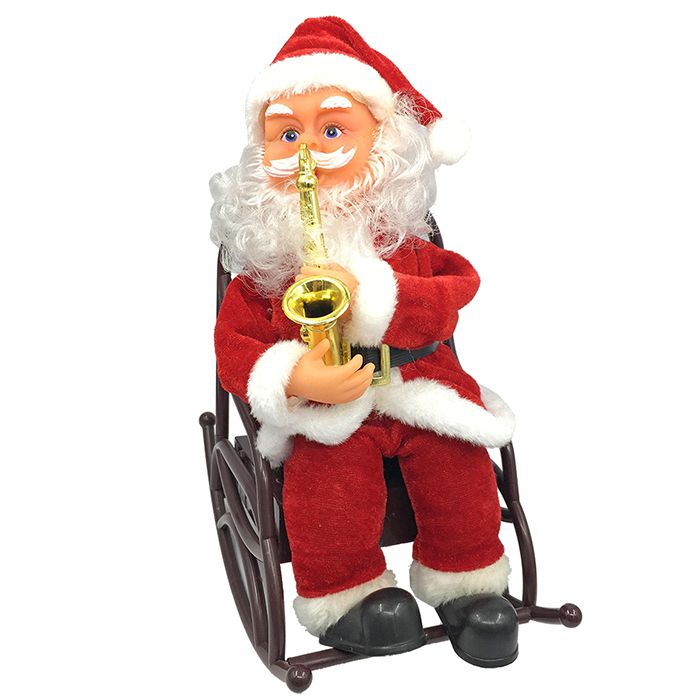 Xmas fest - ΣΗΜΑΝΤΙΚΟ: Σε περίπτωση διαφοράς τιμής από το κατάστημα ισχύει παντα και μόνο η τιμή του καταστήματος Άγιος Βασίλης Σε Κουνιστή Καρέκλα Μπαταρίας 18x24εκ. Xm