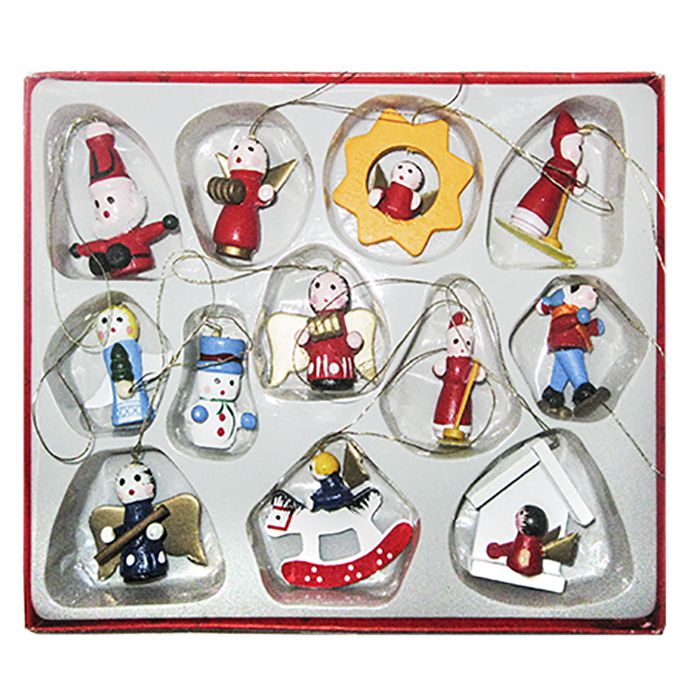 Χριστουγεννιάτικα Στολίδα Σετ 12τμχ Ξύλινα 16x14εκ. Xma