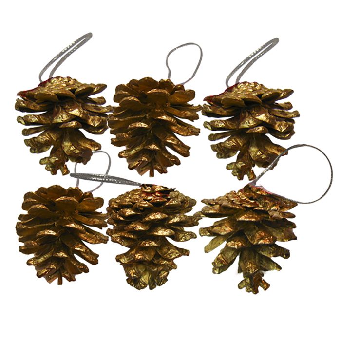 Χριστουγεννιάτικο Στολίδι Σετ 6τμχ Κουκουνάρια 4εκ. Xma