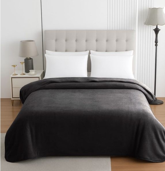 Κουβέρτα Βελουτέ Μονή 160x220εκ.-550gr Anthraces (Σετ 4 Τεμάχια) (Ύφασμα: Βελούδο, Χρώμα: Ανθρακί) - OEM - 5201847012378-5