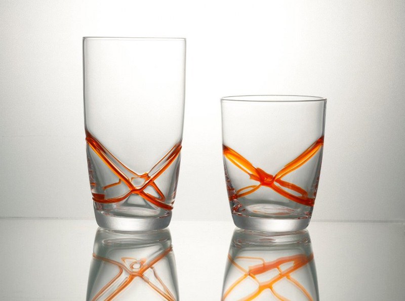 Σετ Ποτήρια Ουίσκι 6τμχ Γυάλινα X-treme Orange 350ml CRYSPO TRIO 52.988.51 (Υλικό: Γυαλί, Χρώμα: Πορτοκαλί, Μέγεθος: Σωλήνας) - CRYSPO TRIO - 52.988.51