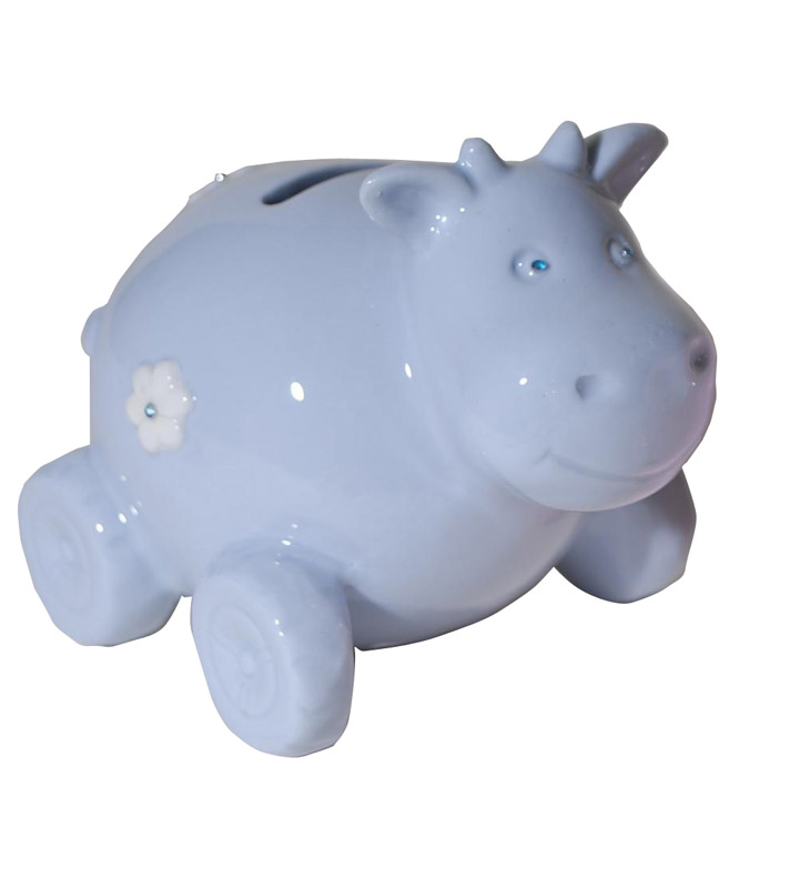 Κουμπαράς Πορσελάνης Ιπποπόταμος Μπλε Royal Art 12εκ. JON390B (Υλικό: Πορσελάνη, Χρώμα: Μπλε) - Royal Art Collection - JON390B