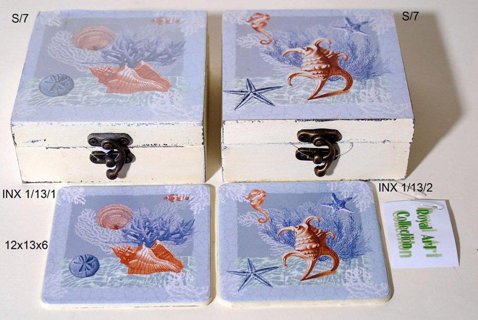 Royal Art Collection Σουβέρ Γυάλινα Σετ 6τμχ Σε Ξύλινο Κουτί 12x13x6εκ. Royal Art INX1/13/1 (Υλικό: Ξύλο) - Royal Art Collection - INX1/13/1