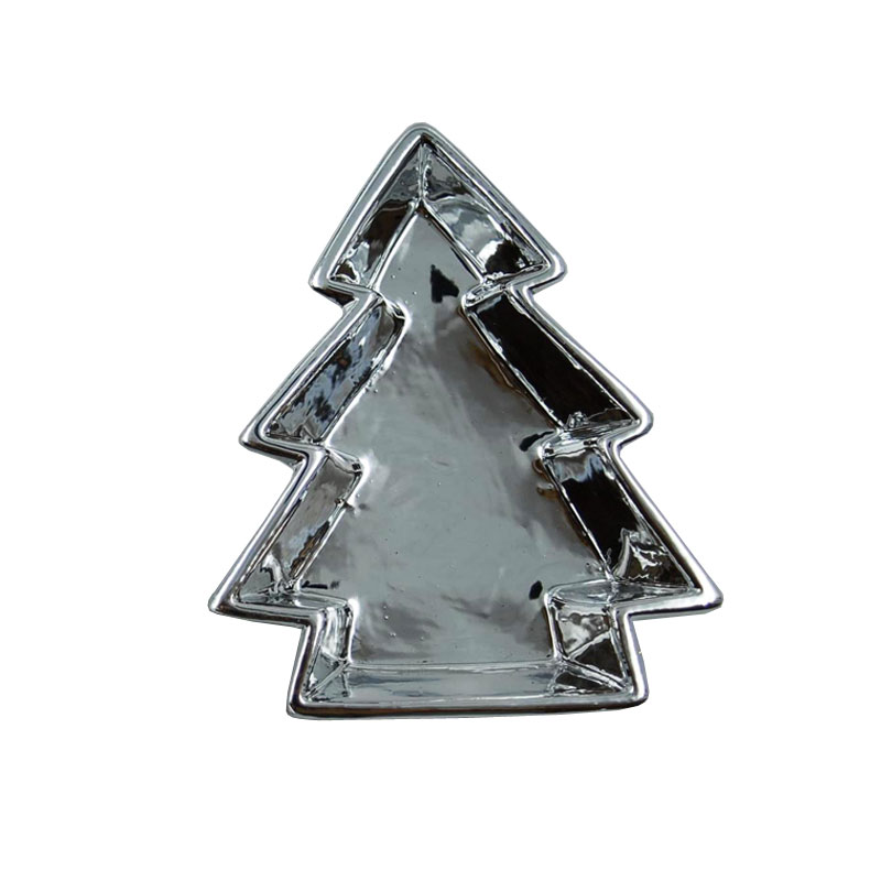 Χριστουγεννιάτικη Διακοσμητική Πιατέλα Δέντρο Κεραμική Ασημί Royal Art 17εκ. STA67691SL (Υλικό: Κεραμικό, Χρώμα: Ασημί ) - Royal Art Collection - STA67691SL