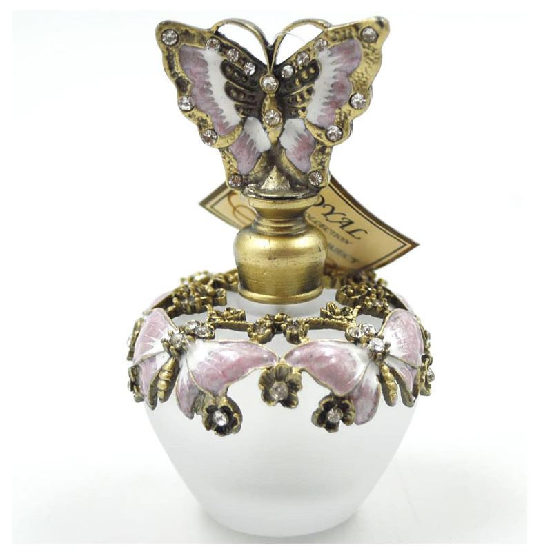 Μπουκαλάκι Αρώματος Μεταλλικό-Γυάλινο Λευκό-Χρυσό-Ροζ 1