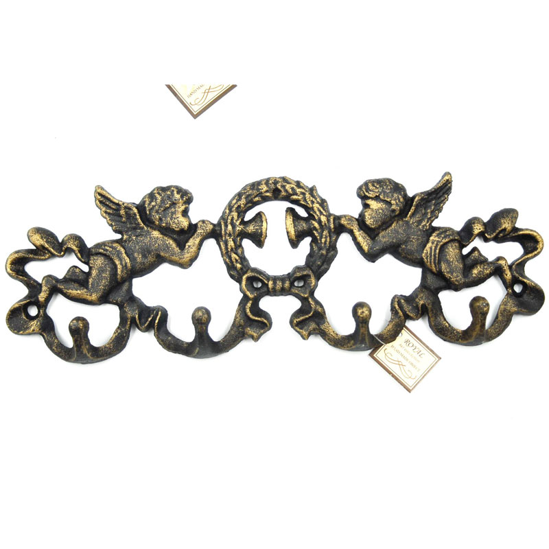 Κρεμάστρα Τοίχου Με Αγγέλους Σιδερένια Αντικέ Χρυσή 34εκ. Royal Art CAS3/691GL (Χρώμα: Χρυσό , Υλικό: Σίδερο) – Royal Art Collection – CAS3/691GL