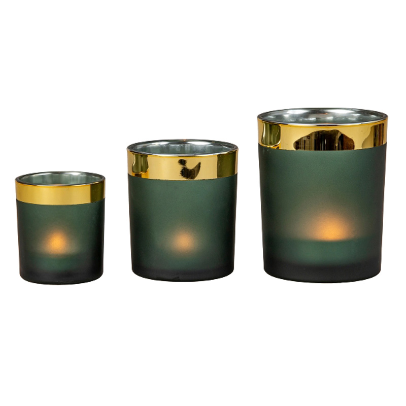 Royal Art Collection - ΣΗΜΑΝΤΙΚΟ: Σε περίπτωση διαφοράς τιμής από το κατάστημα ισχύει παντα και μόνο η τιμή του καταστήματος Κηροπήγιο Σετ 3τμχ Γυάλινο Πράσινο-Χρυσό Royal Art 10x1