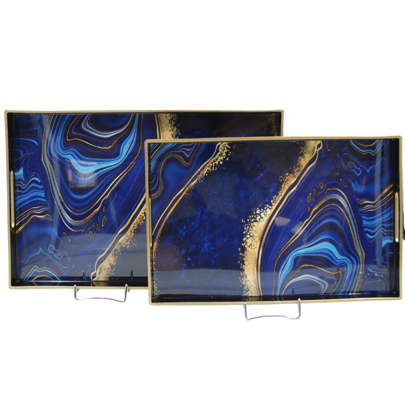 Royal Art Collection Δίσκος Σερβιρίσματος Σετ 2τμχ Polyester Μπλε 46x30x4εκ.- 39,5x26x3,5εκ. Royal Art INX4/007B (Υλικό: Polyester, Χρώμα: Μπλε) - Royal Art Collection - INX4/007B