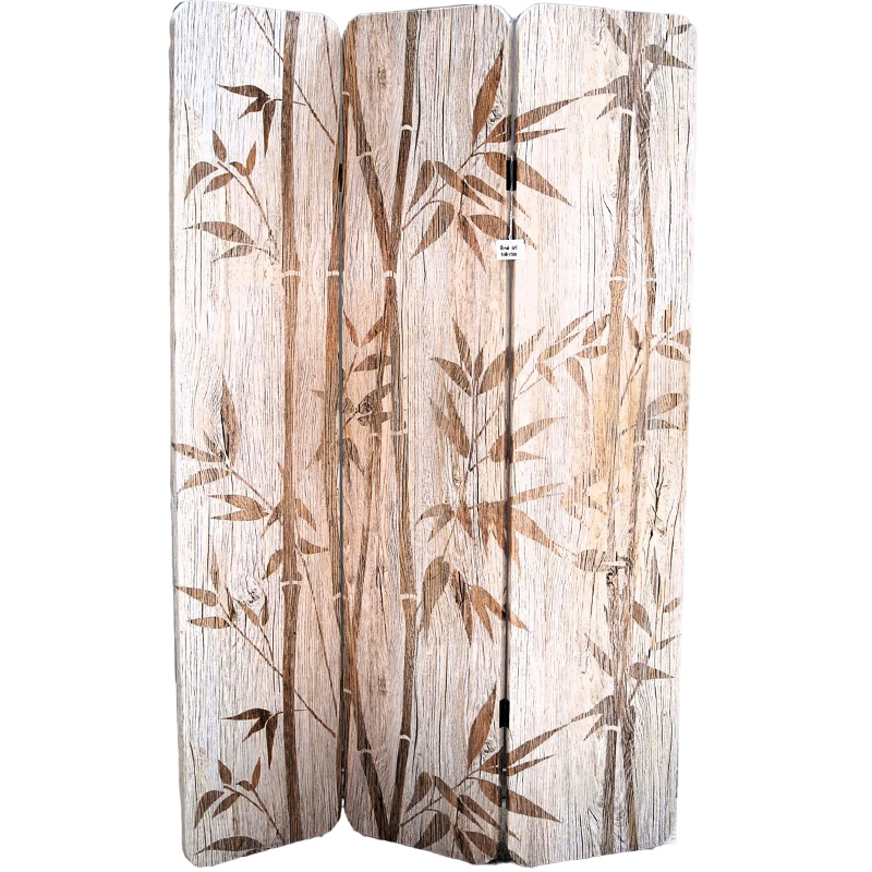 Παραβάν Δερματίνης Με Bamboo Καφέ 120x2,5x180εκ. Royal 