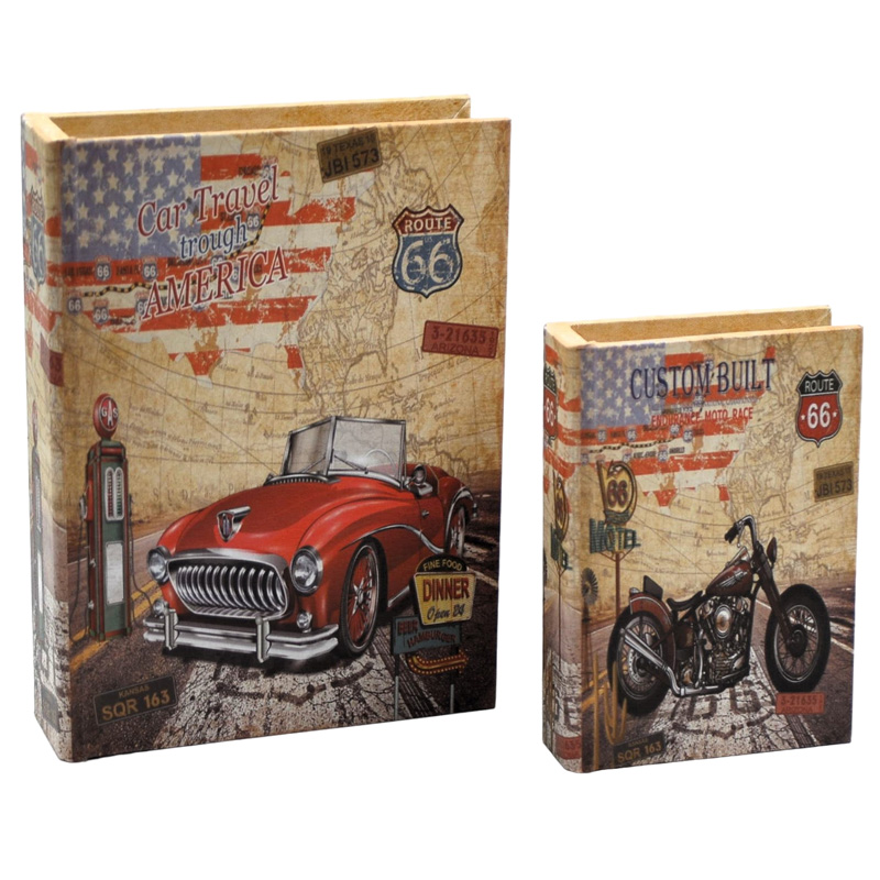 Κουτί Βιβλίο Σετ 2τμχ Ξύλινο 17,5x5,2x23εκ.-11,2x3,8x16