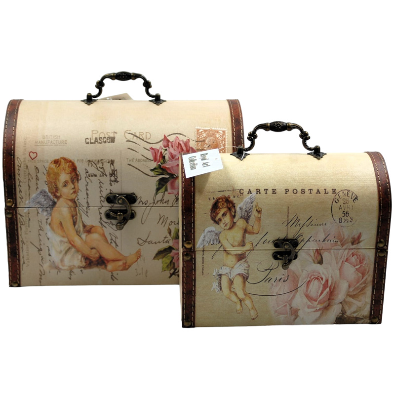 Royal Art Collection Βαλιτσάκι-Κουτί Σετ 2τμχ Ξύλινο Αγγελάκια Μπεζ 17,4x22x28,4εκ. Royal Art INX4/3773 (Υλικό: Ξύλο, Χρώμα: Μπεζ) - Royal Art Collection - INX4/3773