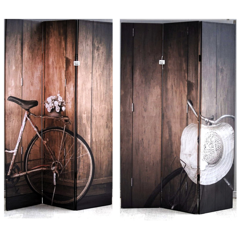 Παραβάν Καμβάς Ποδήλατο-Καπέλο Καφέ 120x2,5x180εκ. Roya