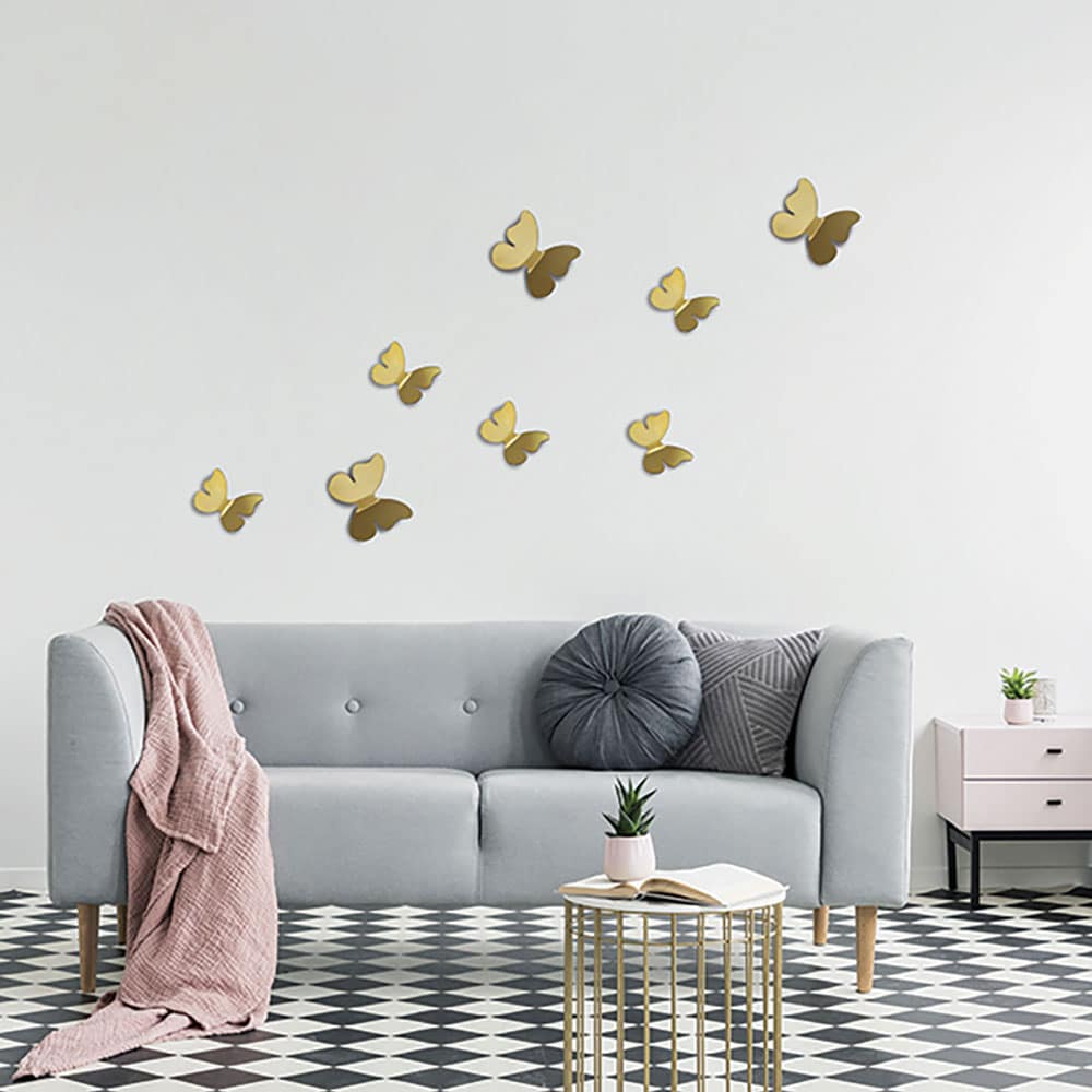 ango Αυτοκόλλητα Τοίχου 3D Πολυπροπυλενίου Gold Butterflies ANGO 24011 (Χρώμα: Χρυσό ) - ango - ANGO_24011