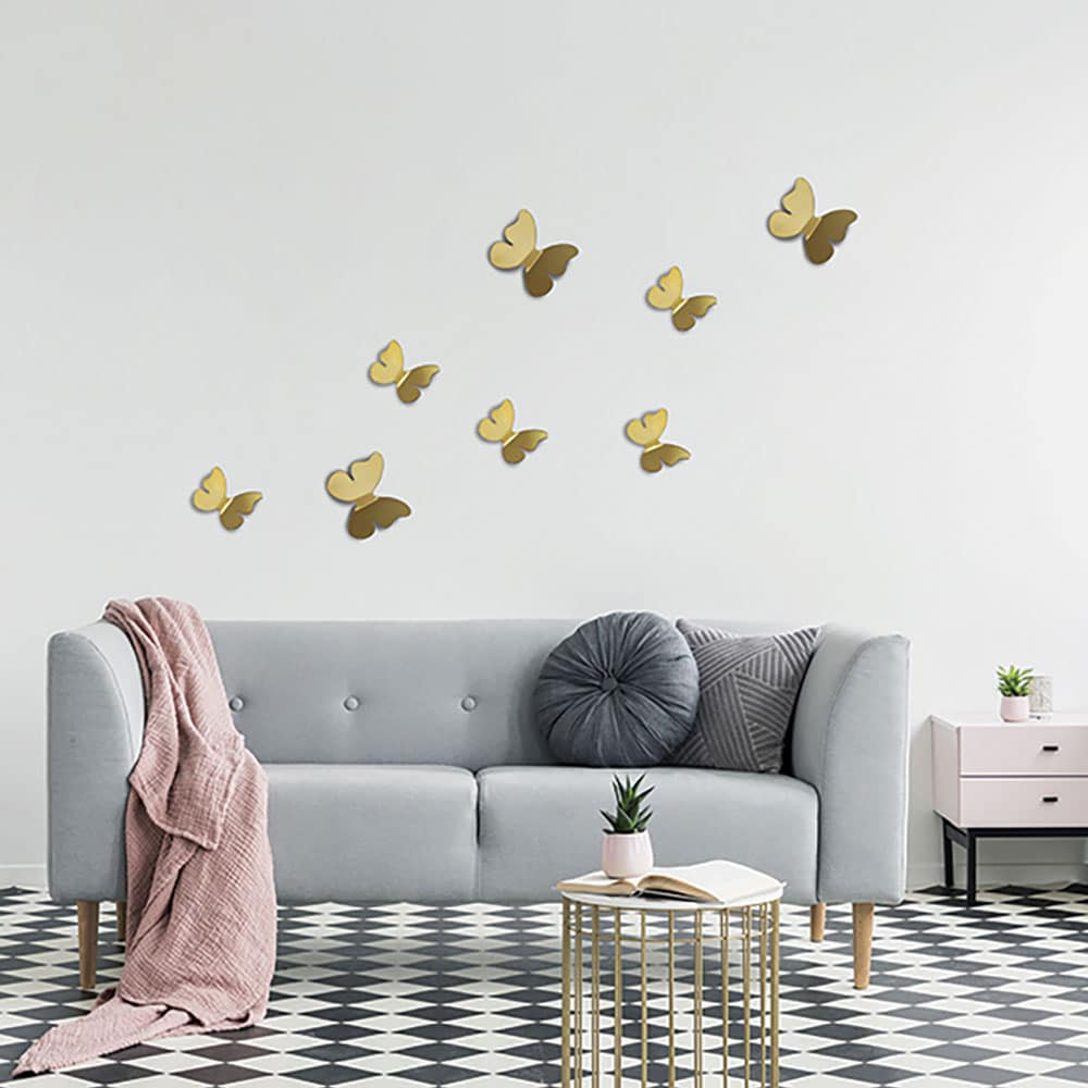 Αυτοκόλλητα Τοίχου 3D Πολυπροπυλενίου Gold Butterflies ANGO 24011 (Χρώμα: Χρυσό ) – ango – ANGO_24011