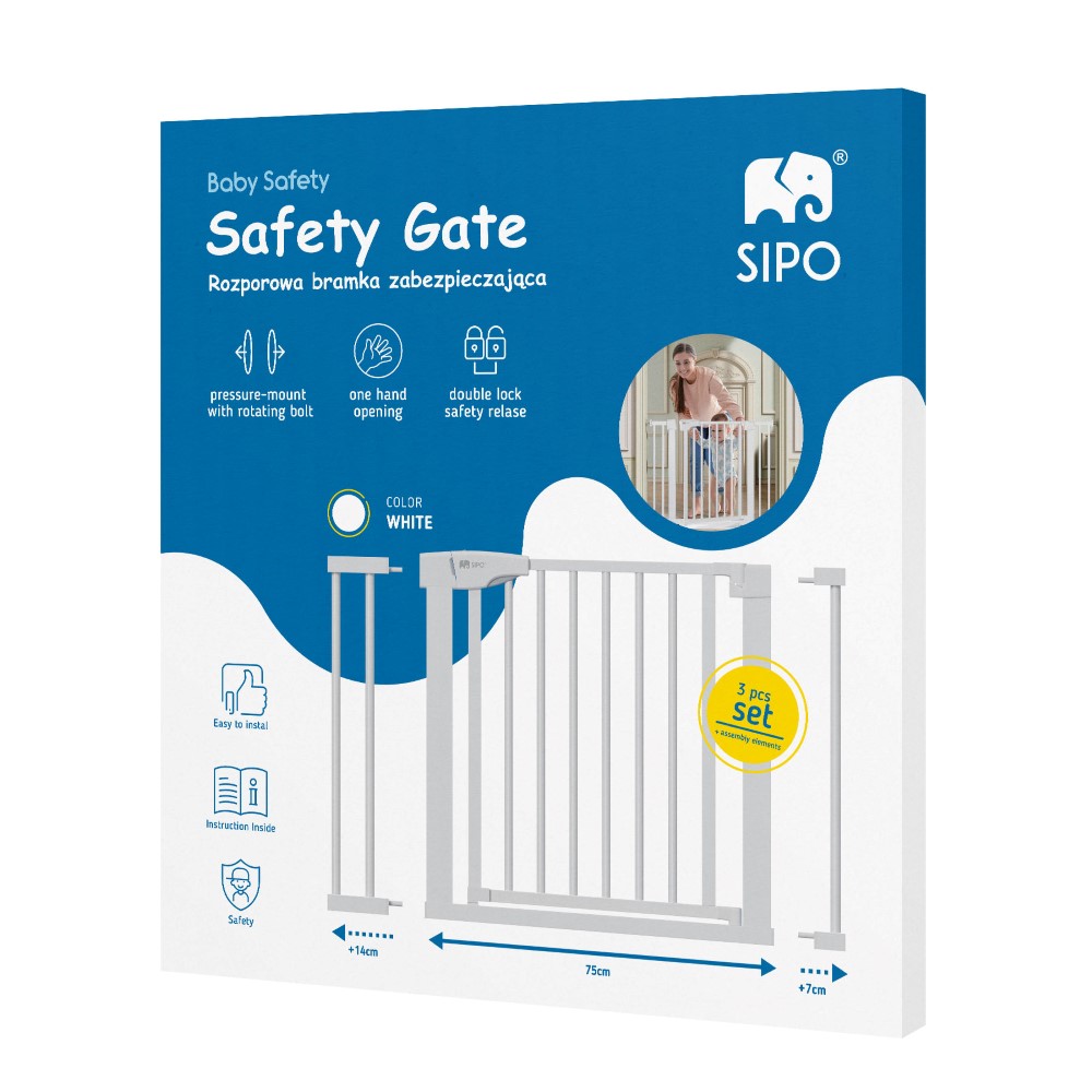 Sipo Πόρτα Ασφαλείας ABS-Πλαστική Λευκή (συν 2 προεκτάσεις: 7εκ και 14εκ) Sipo SIP-SBS-SG01 (Υλικό: Πλαστικό, Χρώμα: Λευκό) - Sipo - SIP-SBS-SG01
