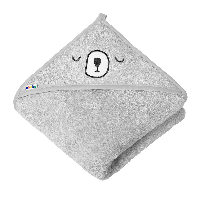 akuku Κάπα Βαμβακερή-Terry 100x100εκ. Αρκουδάκι Γκρι akuku A0662 (Ύφασμα: Βαμβάκι 100%, Χρώμα: Γκρι) - akuku - A0662