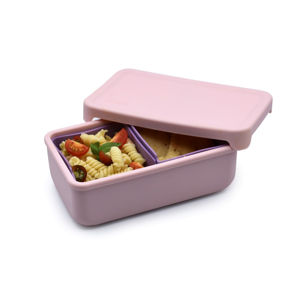 Φαγητοδοχείο Σιλικόνης Με 2 Χωρίσματα Bento Pink/Purple 700ml Melii MEL22300 (Υλικό: Σιλικόνη, Χρώμα: Ροζ) - Melii - MEL22300