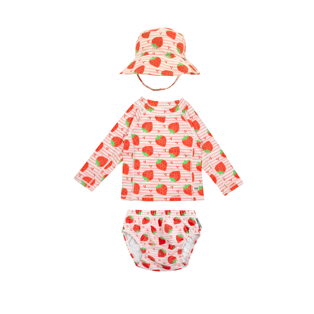 Σετ Μαγιό Πάνα Με Καπέλο Και Μπλούζα UV 12-24μηνών Strawberry Zoocchini ZOO16014 (Μέγεθος: 12-24 Μηνών) - Zoocchini - ZOO16014-12-24M