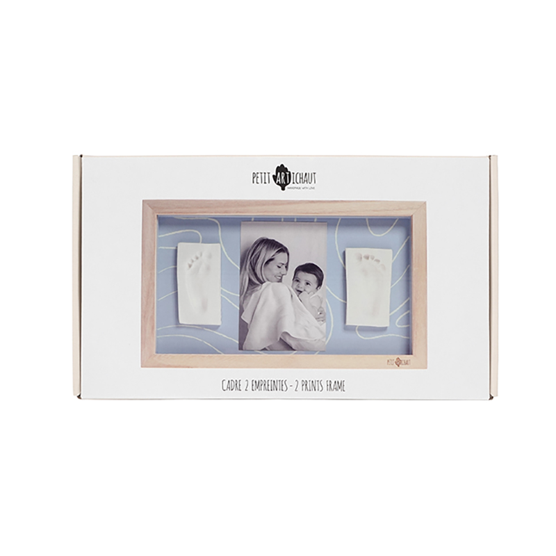 Petit Artichaut Κορνίζα Ξύλινη Για Φωτογραφία & 2 Αποτυπώματα Του Μωρού Σας 32x2,3x19εκ. Blue Abstract Petit Artichaut PA1704 - Petit Artichaut - PA1704