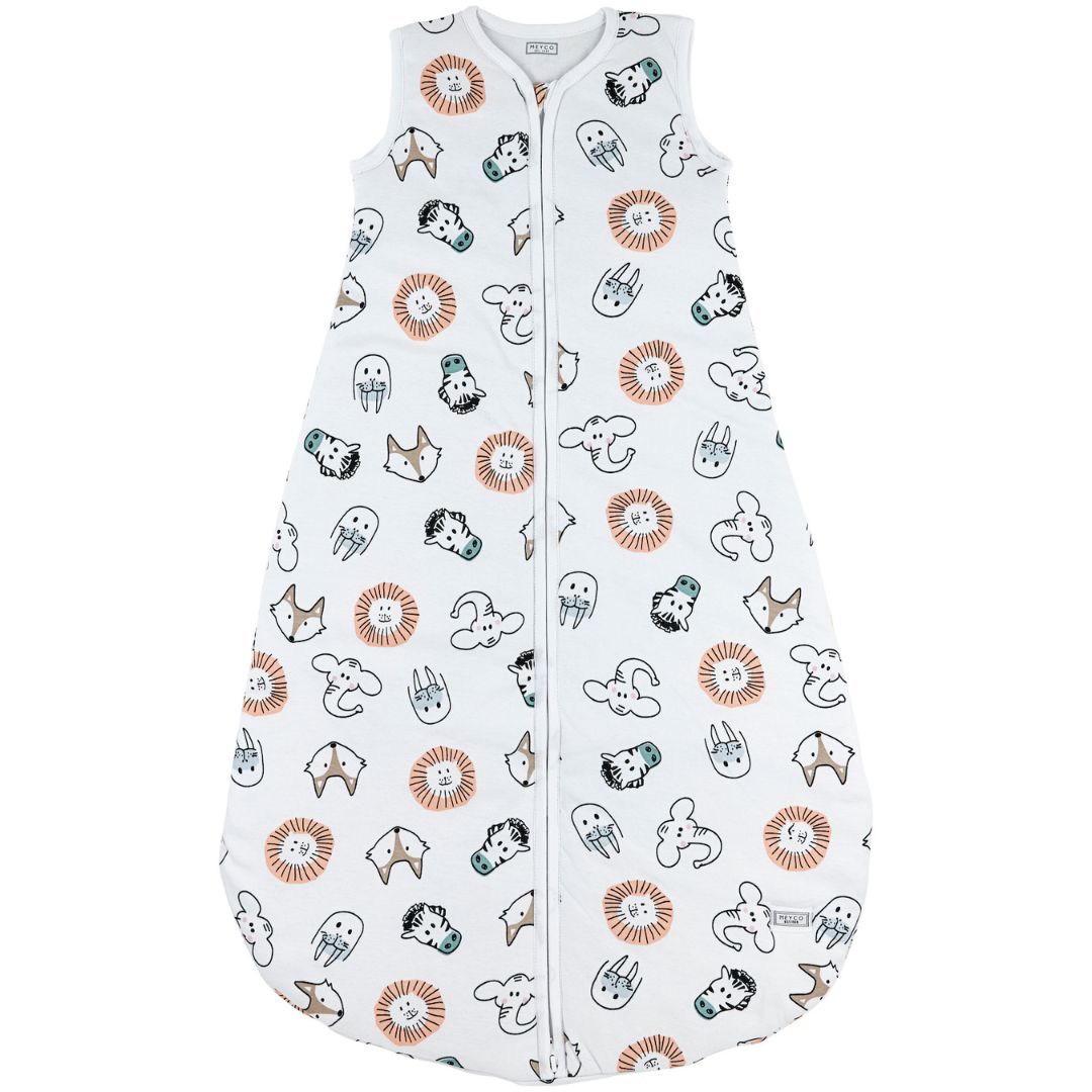 Meyco Υπνόσακος Βαμβακερός 2.5Tog 10-18 Μηνών/75-86εκ. Animal Multicolour Meyco MEY-725556 (Ύφασμα: Βαμβάκι 100%, Χρώμα: Λευκό, Μέγεθος: 10-18 Μηνών) - Meyco - MEY-725556
