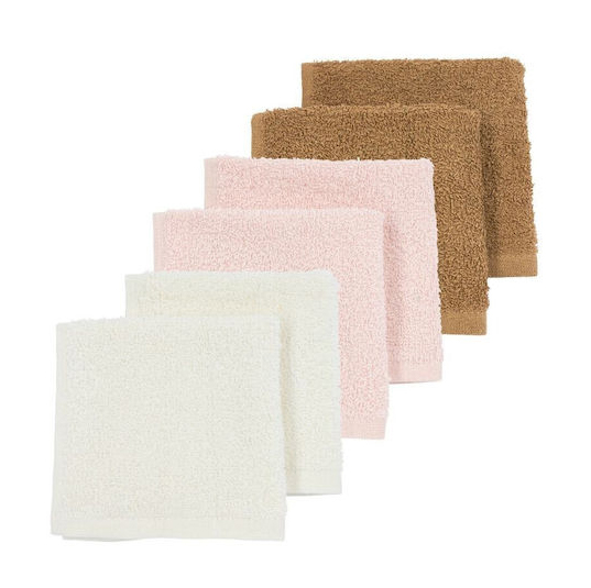 Σετ 6τμχ Λαβέτα Βαμβακερή 30x30εκ. Offwhite-Soft Pink-Toffee Meyco MEY-611681 (Ύφασμα: Βαμβάκι 100%, Χρώμα: Ροζ) - Meyco - MEY-611681