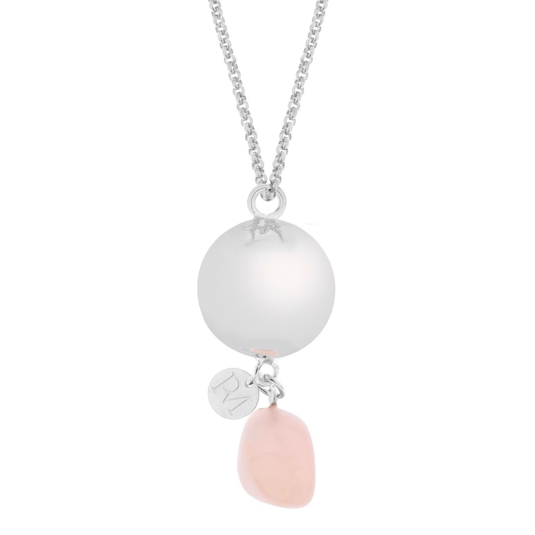 Proud mama Μενταγιόν Εγκυμοσύνης Ανοξείδωτο Ατσάλι 110εκ. Silver Linn Ροζ Χαλαζίας Proud Mama PM-637 (Χρώμα: Ροζ, Υλικό: Ατσάλι) - Proud mama - PM-637