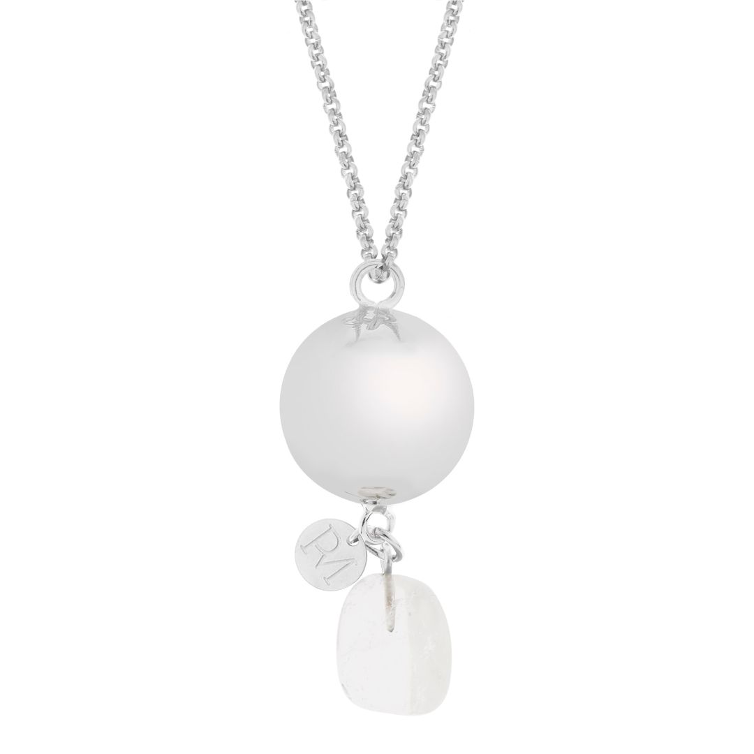 Μενταγιόν Εγκυμοσύνης Επάργυρο-Ατσάλι 110εκ. Silver Linn Κρύσταλλος Proud Mama PM-635 (Χρώμα: Ασημί , Υλικό: Ατσάλι) - Proud mama - PM-635