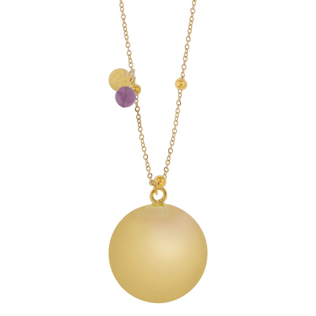 Μενταγιόν Εγκυμοσύνης Επάργυρο-Χάλυβας 110εκ. Bola Fine Gold-Αμέθυστος Proud Mama PM-660 (Χρώμα: Χρυσό , Υλικό: Χάλυβας ) - Proud mama - PM-660