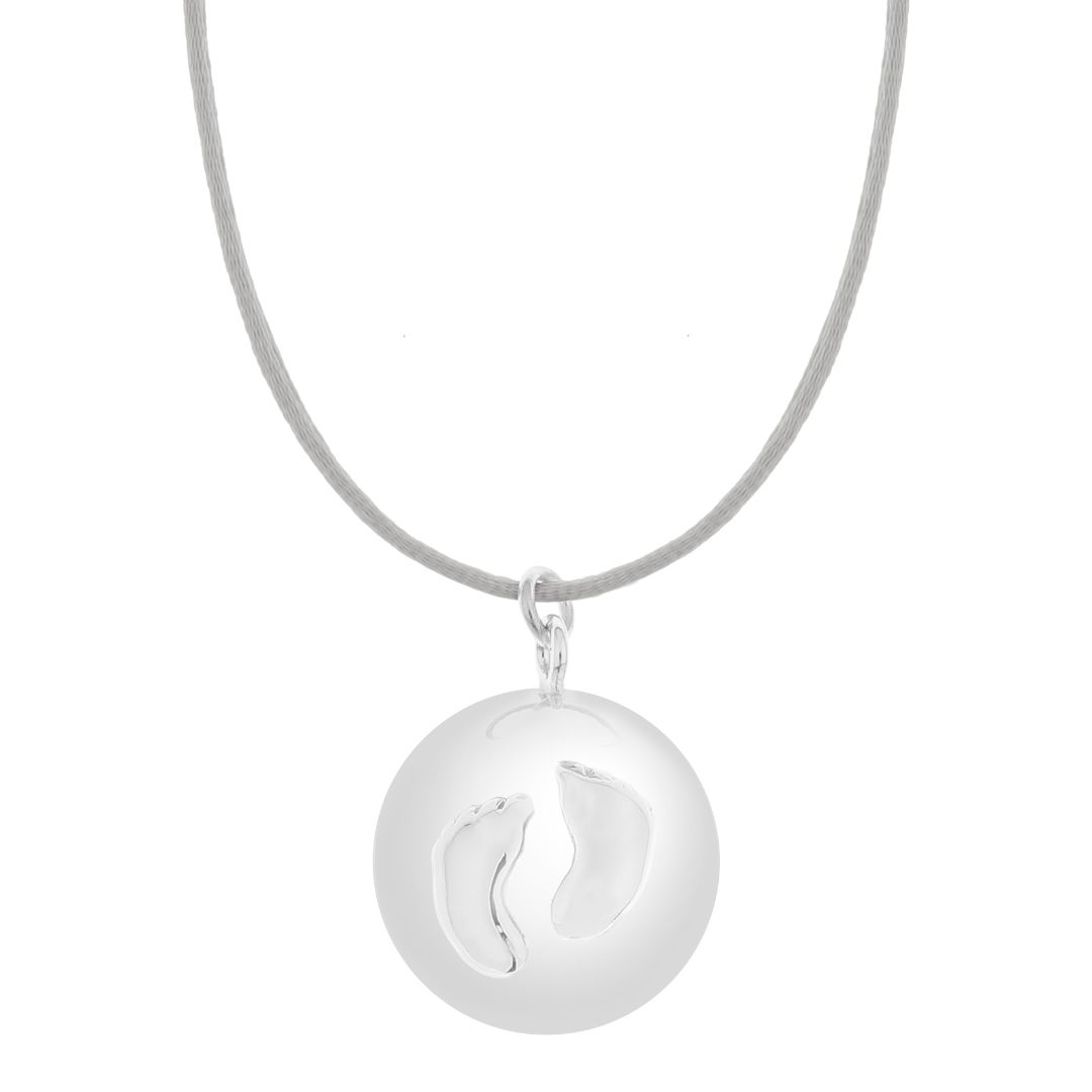 Μενταγιόν Εγκυμοσύνης Επάργυρο-Βαμβακερό Bola Sofie Silver-Grey Πατουσάκια Proud Mama PM-668 (Ύφασμα: Βαμβάκι 100%, Χρώμα: Γκρι, Υλικό: Επάργυρη) - Proud mama - PM-668