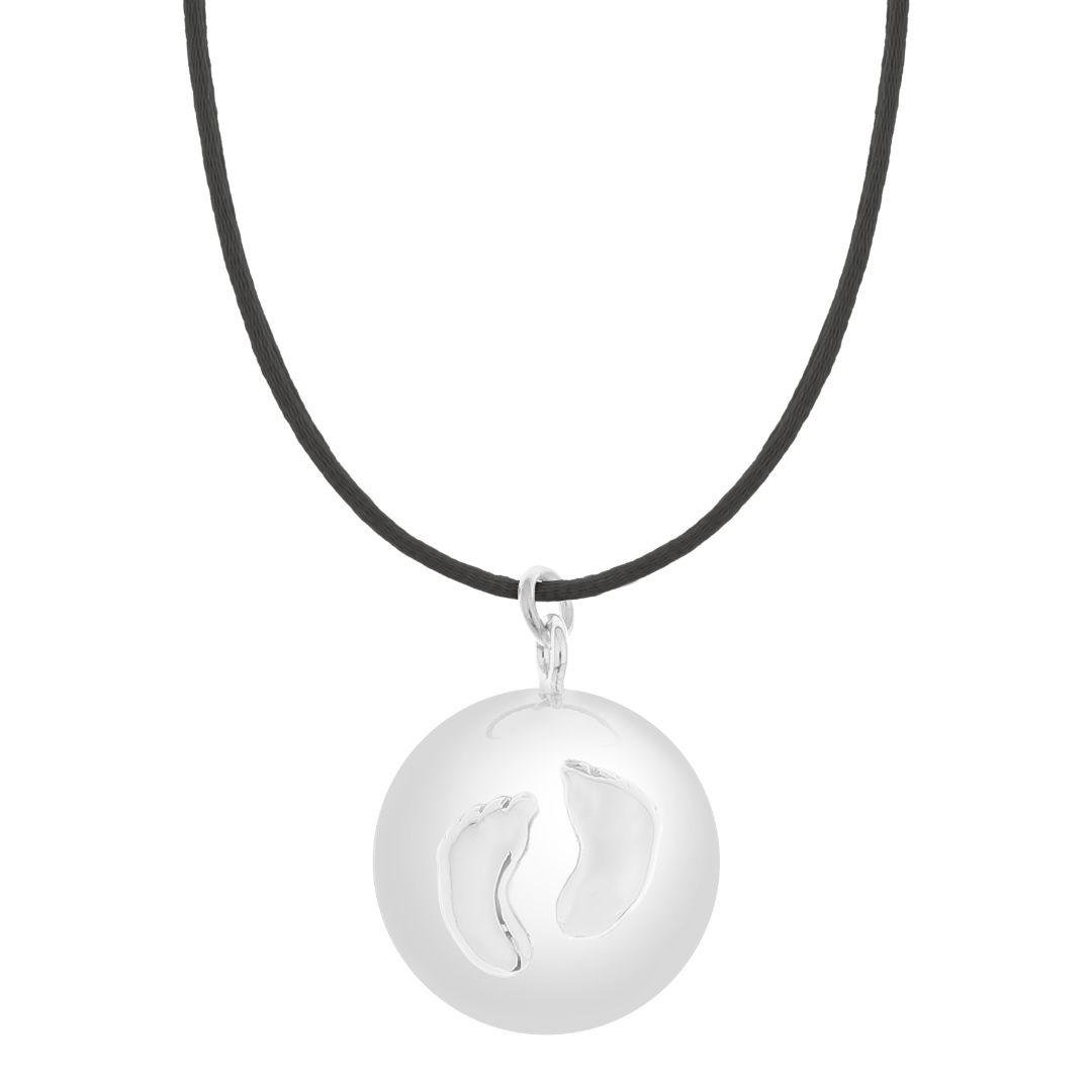 Μενταγιό Εγκυμοσύνης Επάργυρο-Βαμβακερό Bola Sofie Silver Πατουσάκια Proud Mama PM-665 (Ύφασμα: Βαμβάκι 100%, Χρώμα: Ασημί , Υλικό: Επάργυρη) - Proud mama - PM-665