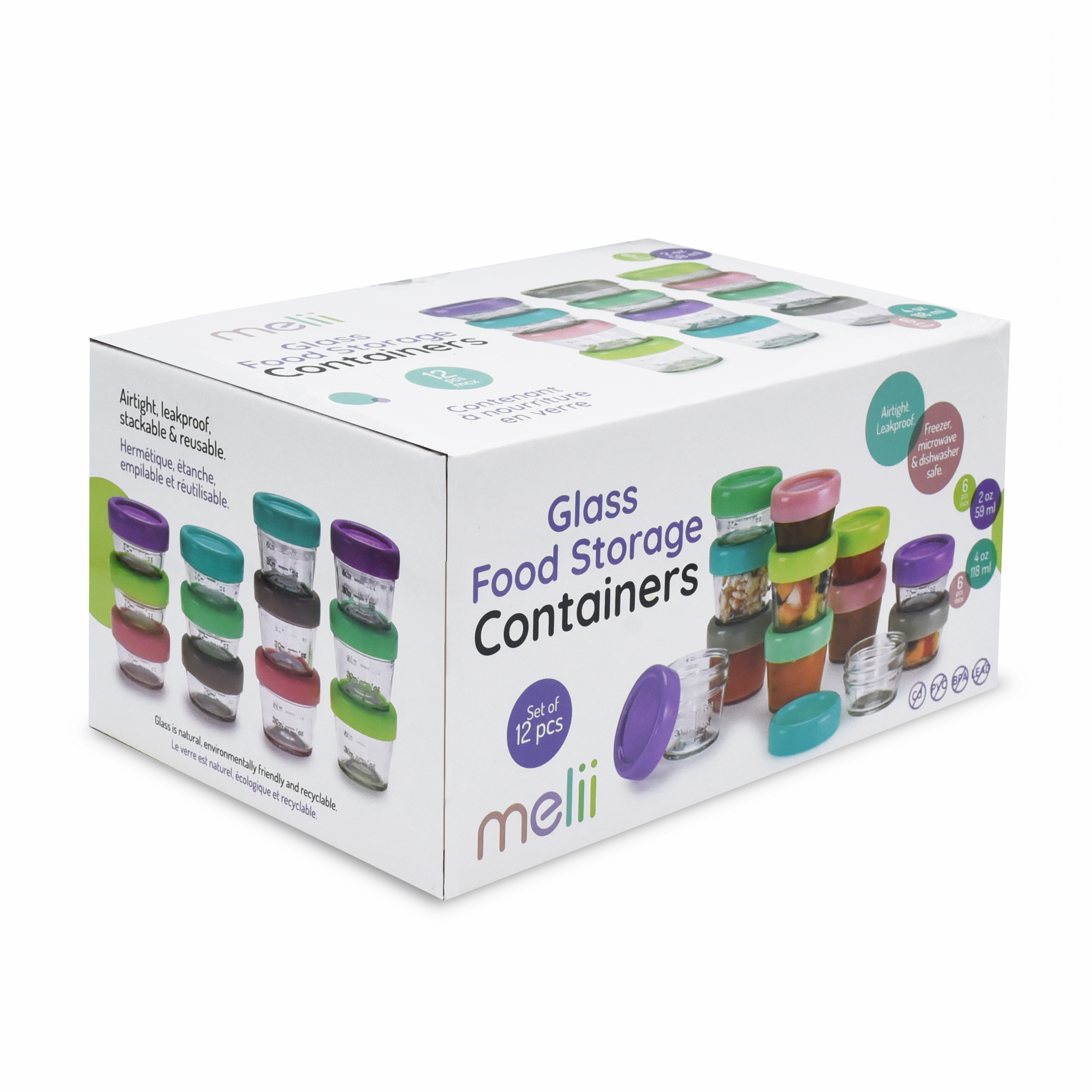 Melii Σετ 12τμχ Δοχεία Γυάλινα Με Καπάκι Glass Baby Food Containers Melii MEL16900 (Υλικό: Γυαλί) - Melii - MEL16900