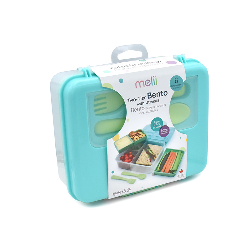 Melii Φαγητοδοχείο 2 Ορόφων Με Έως 6 Χωρίσματα Bento Lime-Mint-Blue 20x15x8εκ. Melii MEL21510 (Χρώμα: Μπλε) - Melii - MEL21510