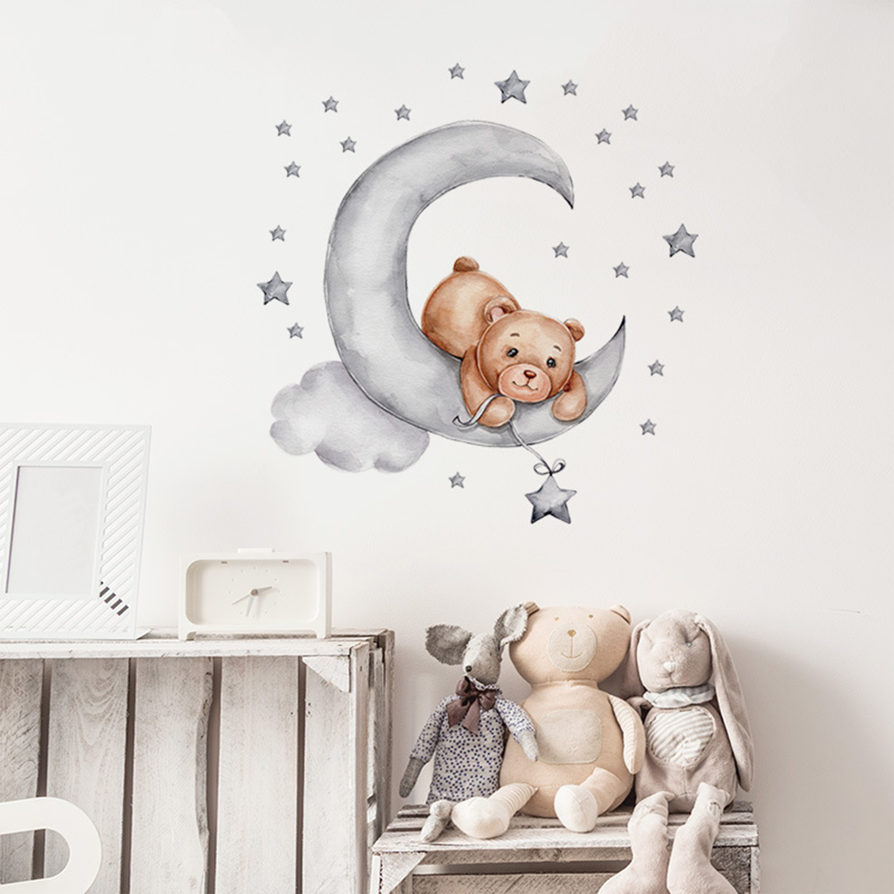 Sipo Αυτοκόλλητα Τοίχου Teddy Bear Moon 62x60εκ. Sipo SIP-WS63037 - Sipo - SIP-WS63037