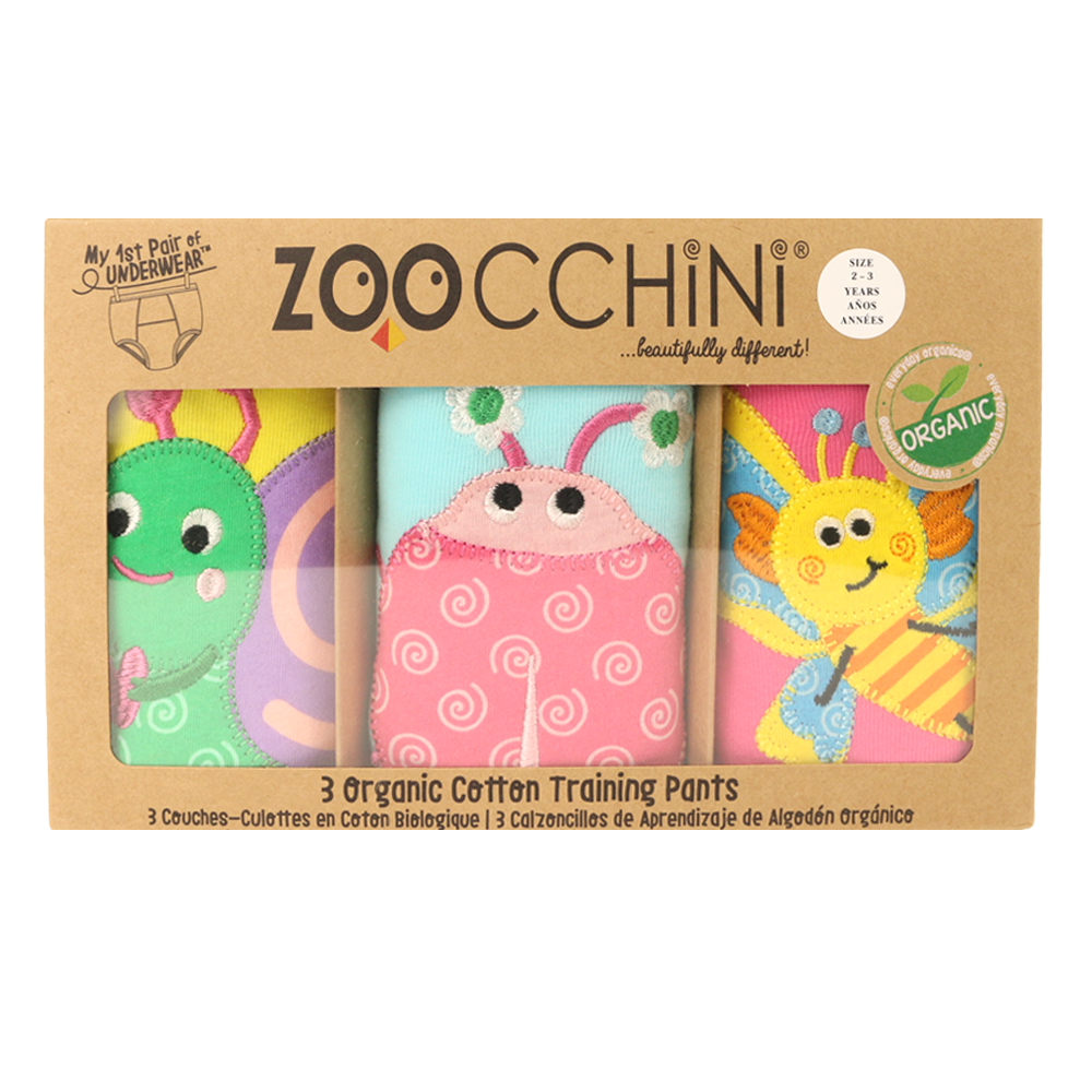 Zoocchini Εκπαιδευτικά Βρακάκια Σετ 3τμχ Οργανικά Βαμβακερά 2-3 Ετών Garden Creatures Zoocchini ZOO13015-2T/3T (Ύφασμα: Βαμβάκι 100%, Μέγεθος: 2-3 Ετών) - Zoocchini - ZOO13015-2T/3T