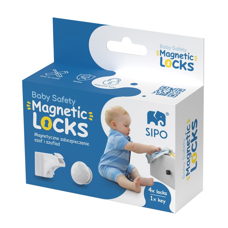 Sipo Μαγνητική Ασφάλεια Συρταριών-Ντουλαπιών Σετ 4τμχ ABS Sipo SIP-SBS-M4 (Υλικό: ABS) - Sipo - SIP-SBS-M4