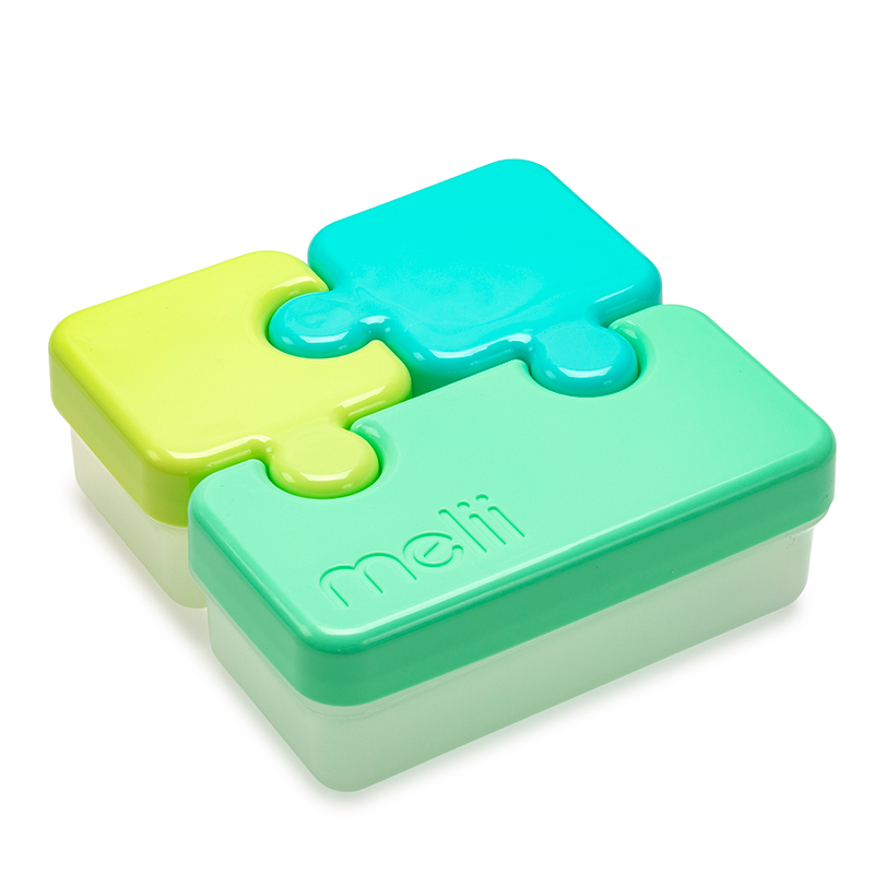 Φαγητοδοχείο Πλαστικό Με 3 Δοχεία Puzzle Lime-Mint-Blue Melli MEL15100 (Υλικό: Πλαστικό, Χρώμα: Μπλε) - Melii - MEL15100