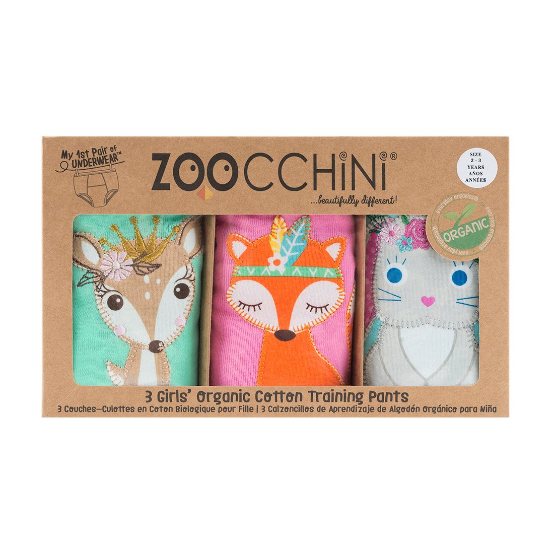 Zoocchini Εκπαιδευτικά Βρακάκια Σετ 3τμχ Οργανικά Βαμβακερά 2-3 Ετών Woodland Princesses Zoocchini ZOO8005 (Ύφασμα: Βαμβάκι 100%, Μέγεθος: 2-3 Ετών) - Zoocchini - ZOO8005