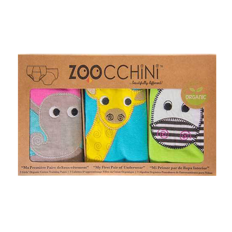 Zoocchini Εκπαιδευτικά Βρακάκια Σετ 3τμχ Οργανικά Βαμβακερά 2-3 Ετών Girls Safari Friends Zoocchini ZOO8001 (Ύφασμα: Βαμβάκι 100%, Μέγεθος: 2-3 Ετών) - Zoocchini - ZOO8001